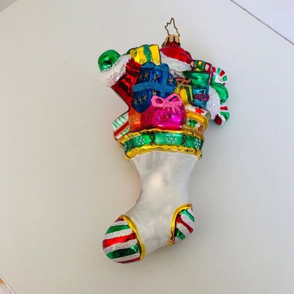 Christipher Radko Glass Ornament Heart Disease Awareness Santa Stocking Presents - Picture 4 of 7